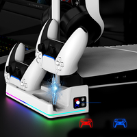 Support de stockage horizontal pour Console mince PS5 avec ventilateur de refroidissement RVB support pour casque contrôleur chargeur de quai de charge