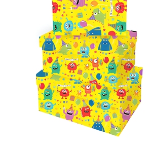 3 stuks rechthoekige papieren geschenkdoos kleurrijke cartoon monster print kartonnen doos voor kinderen verjaardagsfeestje geschenkverpakking - Product Image 2
