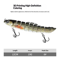 Leurre Artificiel Rigide Luya Multi-Sections Imprimé en 3D Simulation de Poisson-Lécheur d'Eau Douce 12cm 19g Leurre Artificiel Neuf Sections Vente en Gros