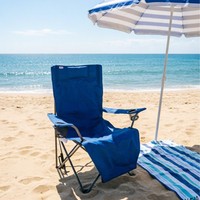 Chaise pliante à dossier haut avec porte-gobelet, style glamping, en acier carbone, portable, pour camping et plage, OEM