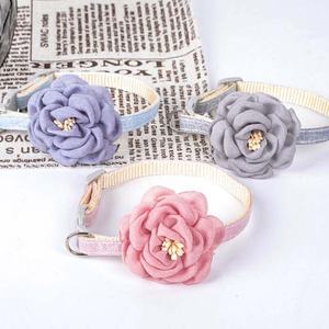 <span class=keywords><strong>Collar</strong></span> de Color sólido para mascotas, <span class=keywords><strong>Collar</strong></span> de gato con hebilla ajustable de flores, de algodón, trajes de decoración para perros pequeños, suministros para cachorros - Product Image 5