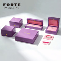 Boîte à bijoux en bois violette écologique FORTE pour collier et bracelet, boîte à bijoux en bois personnalisée avec logo
