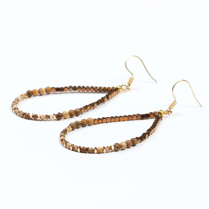 Natural Stone Beads Hoop <b>Earrings</b> <b>Handmade</b> <b>Earring</b> Jewelry Custom Ready to Ship - Product Image 3