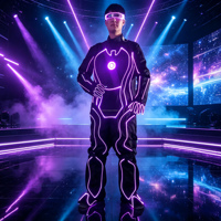 Costume LED Iron Man avec fil EL lumineux, tenue Cyberpunk pour spectacle de scène, boîte de nuit, festival, fête, événements