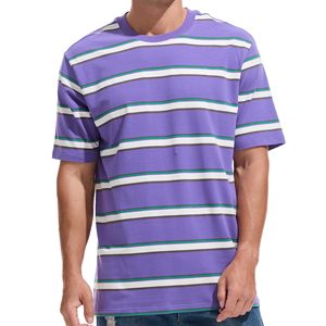 2024 camiseta informal holgada a rayas para hombre, Camiseta cómoda de cuello redondo, venta al por mayor a granel - Product Image 3
