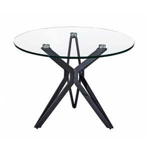Muebles de comedor personalizados de lujo, <span class=keywords><strong>mesa</strong></span> <span class=keywords><strong>redonda</strong></span> de cristal con patas de metal modernas para el hogar o la cocina del Hotel - Product Image 1