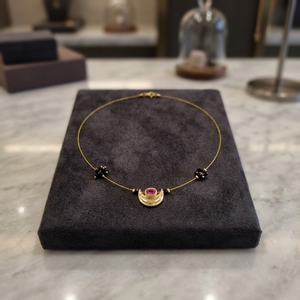 Luxury Gold Crescent Moon Pendant <b>Necklace</b> with <b>Ruby</b> Red Stone Minimalist Fashion Jewelry Elegant Daily Wear <b>Necklace</b> Set - Product Image 4
