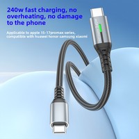 Câble de données USB Type-C tressé en nylon à charge rapide 240W avec voyant lumineux pour iPhone 15/17 et ordinateurs portables Android