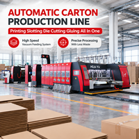 HS-B Automatische Pizza Doos Doos Maken Flexo Printer Slotter Stans Cutter Map Gluer Machine Golfkarton Productielijn