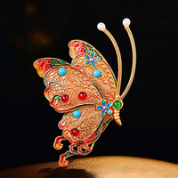 Broche Papillon Vintage en Zircon pour Femme, Épingle de Luxe en Émail, Accessoire de Costume et Manteau, Cadeau de Mariage et Fête pour Filles, Bijou