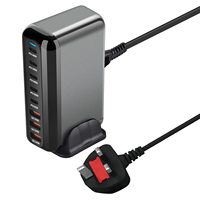 Station de charge de bloc de chargeur USB C, concentrateur de charge USB multiple 600W 5C3A Fast GaN 8-Port, chargeur d'ordinateur portable PD 100W pour périphériques USB