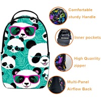 Sac à dos scolaire personnalisé imprimé Panda, 18 pouces, sublimation, léger, résistant à l'eau, grand sac à dos pour étudiants avec poche pour ordinateur portable
