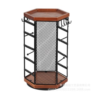 Porte-bijoux rotatif en bambou, 5 niveaux, organiseur de bureau pour boucles d'oreilles, colliers, bagues et accessoires - Product Image 3