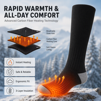Chaussettes chauffantes électriques 5000mAh, contrôle de température à 4 niveaux, fibre de carbone, tricot sans couture, coton modal, hiver, ski, camping, unisexe