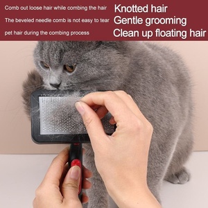 Venta al por mayor largo de acero inoxidable Pet Grooming Slicker cepillo de pelo para perros de lujo del fabricante peines cepillos para gatos cuidado canino - Product Image 6
