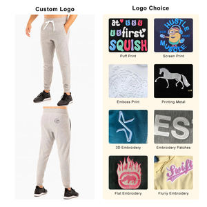 Pantalones de chándal de doble capa con logotipo personalizado bordado Slim Fitness French Terry 320 GSM ancho elástico Simple Casual medio ancho elástico - Product Image 3