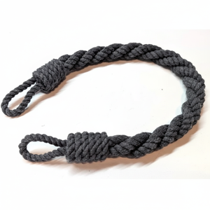 Attache de rideau en corde de coton gris foncé, fait main, pour fenêtre - Product Image 1