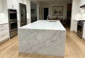 Piano di Lavoro per Isola <span class=keywords><strong>Cucina</strong></span> in <span class=keywords><strong>Marmo</strong></span> <span class=keywords><strong>Bianco</strong></span> di Carrara, Pietra Naturale Lucidata, Isola <span class=keywords><strong>Cucina</strong></span> Moderna per Interni di Ville e Case - Product Image 3