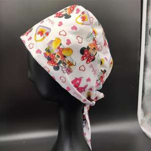 बुना हुआ कपास चरित्र स्क्रब टोपी खोपड़ी स्क्रब टोपी, महिलाओं और डॉक्टर के लिए सैटिन-लाइन नर्स कैप - Product Image 5