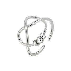 Rotating Anxiety Beads <b>Rings</b> <b>Adjustable</b> Open Minimalist Plain Copper Twisted Metal Heart Shape Designs Jewelry For Birthday Gift - Product Image 5