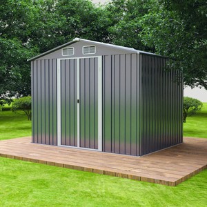 Garden Shed Steel Galvanized 8x6ft Waterproof Double <b>Door</b> Outdoor Storage For Garden Tools - Product Image 1