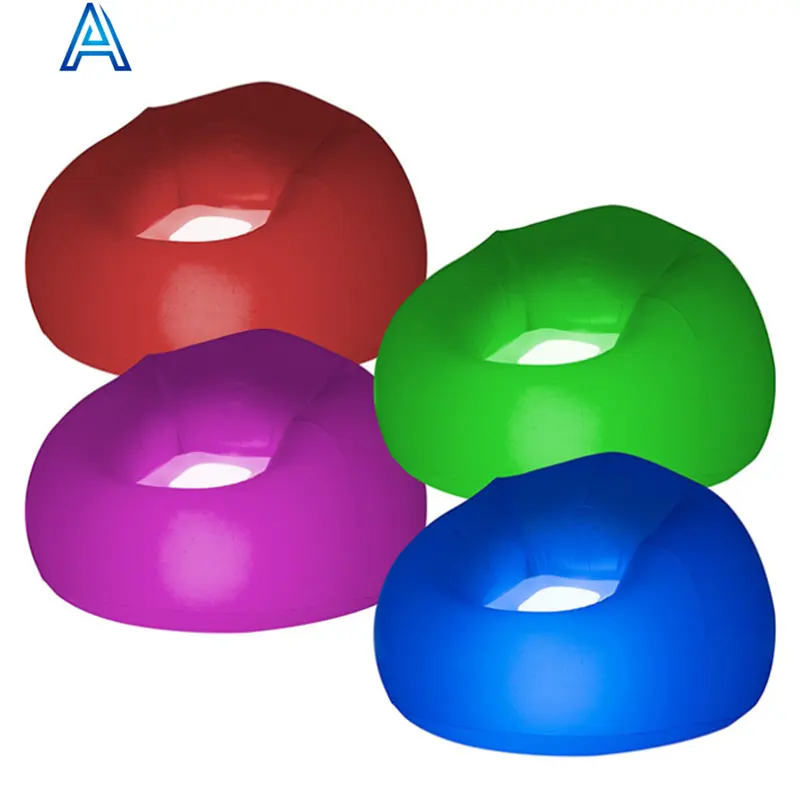 High quality eco-friendly vinyl PVC air blow inflatable LED light sofa chair seat cushion lounger toy furniture