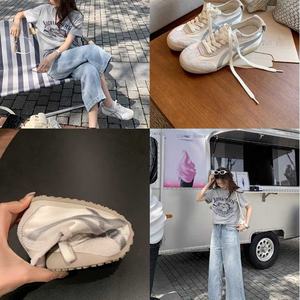 Piel de cerdo Su <span class=keywords><strong>Yinyin</strong></span> 4,5 cm Colapso suave Altura interior Seda Color a juego Talón Forrest Gump Verano Zapatos para correr Mujer Alemán - Product Image 4