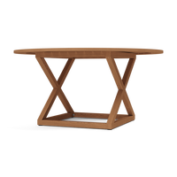 Table de salle à manger pliante en bois de teck massif, forme ronde, pieds croisés, pour porche, jardin et banquets en extérieur