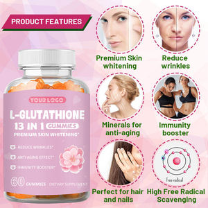 Permen Kunyah <span class=keywords><strong>L</strong></span>-<span class=keywords><strong>glutathione</strong></span> 13 in 1 Label Kustom OEM untuk Kulit Bercahaya, Pemutih, Vitamin C, Biotin, dan Kolagen - Product Image 4