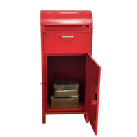 Boîte à colis métallique autoportante avec dessus incurvé, double fente anti-pêche, boîte aux lettres extérieure sécurisée verrouillable, armoire de rangement pour colis OEM