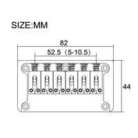 Jembatan Gitar Hardtail Logam dengan Dinding Samping 82x44MM-10.5 untuk Gitar Elektrik 6 Senar Body Through Hitam/Emas/Krom