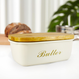 Mantequillera Grande con Tapa, Contenedor de Mantequilla para Encimera con Tapa Hermética, Mantequillera para Refrigerador, Soporte para Guardar Mantequilla, Blanco - Product Image 1