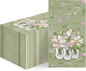 Serviettes en papier imprimées personnalisées avec logo pour cocktail, dîner, fête de mariage, couleur vert sauge, jetables - Product Image 1