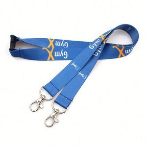 Custom Polyester Neck Strap Double <b>Hooks</b> Metal <b>Clips</b> Lanyard for Exhibition Name Id Card - Product Image 1