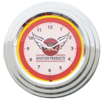 Lampu Neon 18 Inci America Route 66 Antik Lampu Neon Biru Dial Jam Dinding Plastik Jam Dinding 3d untuk Bar Ruang Tamu Liontin