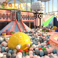Aoleao Aire de jeux intérieure personnalisée en coton doux avec piscine à balles, toboggan, carrousel et trampoline pour enfants, certifiée CE TUV