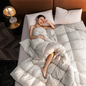 Set Copripiumino <span class=keywords><strong>Matrimoniale</strong></span> per Hotel, Imbottitura in Piuma d'Oca Sintetica, 100% Cotone Stampato, Ecologico, Superiore, Leggero e Caldo per l'Inverno - Product Image 5