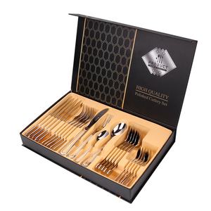 Couverts en acier inoxydable, 24 pièces, couverts de mariage en or, ensemble de cuillères de 24 pièces, couverts pour la maison - Product Image 4