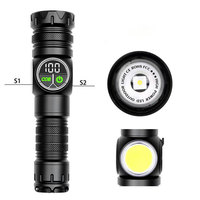 Lampe de Travail COB Portable Zoom Télescopique, Lampe de Poche LED Rechargeable USB, Aimant Puissant pour Extérieur, Pêche, Randonnée, Camping, Urgence