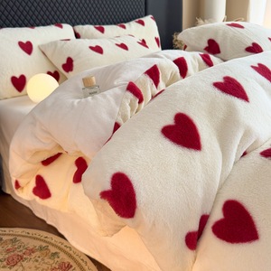 Bộ ga trải giường bốn món thiết kế mới mềm mại ấm áp kiểu dáng đơn giản, chất liệu lông nhung dùng trong nhà - Product Image 1