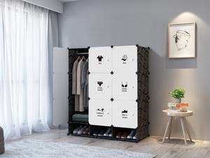 Organisateur de rangement pliable en plastique pour vêtements avec 9 compartiments et 1 barre de suspension pour appartement - Product Image 6