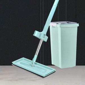 Herramienta de Limpieza para el Hogar, Mopa de Limpieza de Pisos con Sistema de Escurrido Manual, Mopa de Microfibra para Limpieza de Ventanas, Mopa Plana de Microfibra - Product Image 4