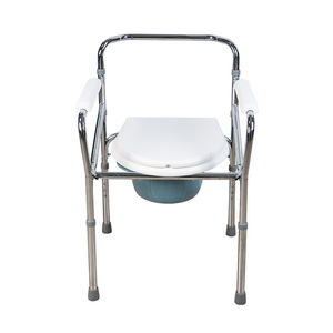 <b>Folding</b> <b>Commode</b> Chair Carbon Steel Electroplated For Elderly Disabled Home Care Hospital Use Sea Blue Color - Product Image 2