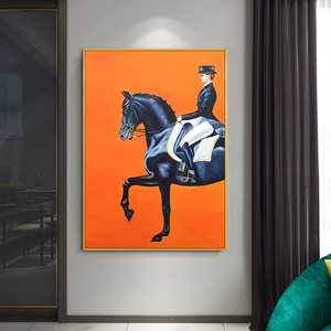 Minimaliste cheval femme <span class=keywords><strong>Orange</strong></span> abstrait toile Art mural affiches imprimés salon mur Art décor peinture sur toile - Product Image 2