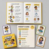 Kit de démarrage en anglais pour enfants Keji Junior - Personnalisable, 120 cartes, 4 jeux à thème, papier d'art 300 g/m², coins arrondis, finition vernie