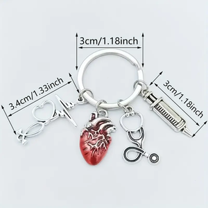 Ensemble de porte-clés sur le thème de l'infirmière avec coeur, seringue, stéthoscope-Idéal pour les infirmières et les médecins, parfait pour les célébrations de la journée des infirmières - Product Image 2
