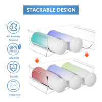 Empilable 3 Porte-Bouteilles En Plastique Boisson Vin Bouteille D'eau Organisateur De Stockage Cuisine Réfrigérateur Bacs De Rangement Clair En Gros