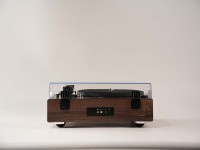Tourne-disque en bois personnalisé avec entrée et sortie Bluetooth - 33/45/78 tours par minute - Lecture de vinyle avec interrupteur marche/arrêt automatique