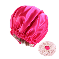 Bonnet de douche réversible double couche en satin de soie HaoKey, bonnet de sommeil, soin des cheveux, bonnet élastique