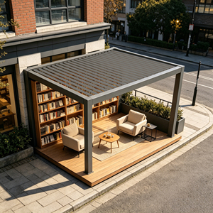 Gazebo de Aluminio con Techo Corredizo Motorizado de Gran Envergadura para Bares en Azoteas de Hoteles, Protección Climática Total y Drenaje Oculto para Exteriores - Product Image 5